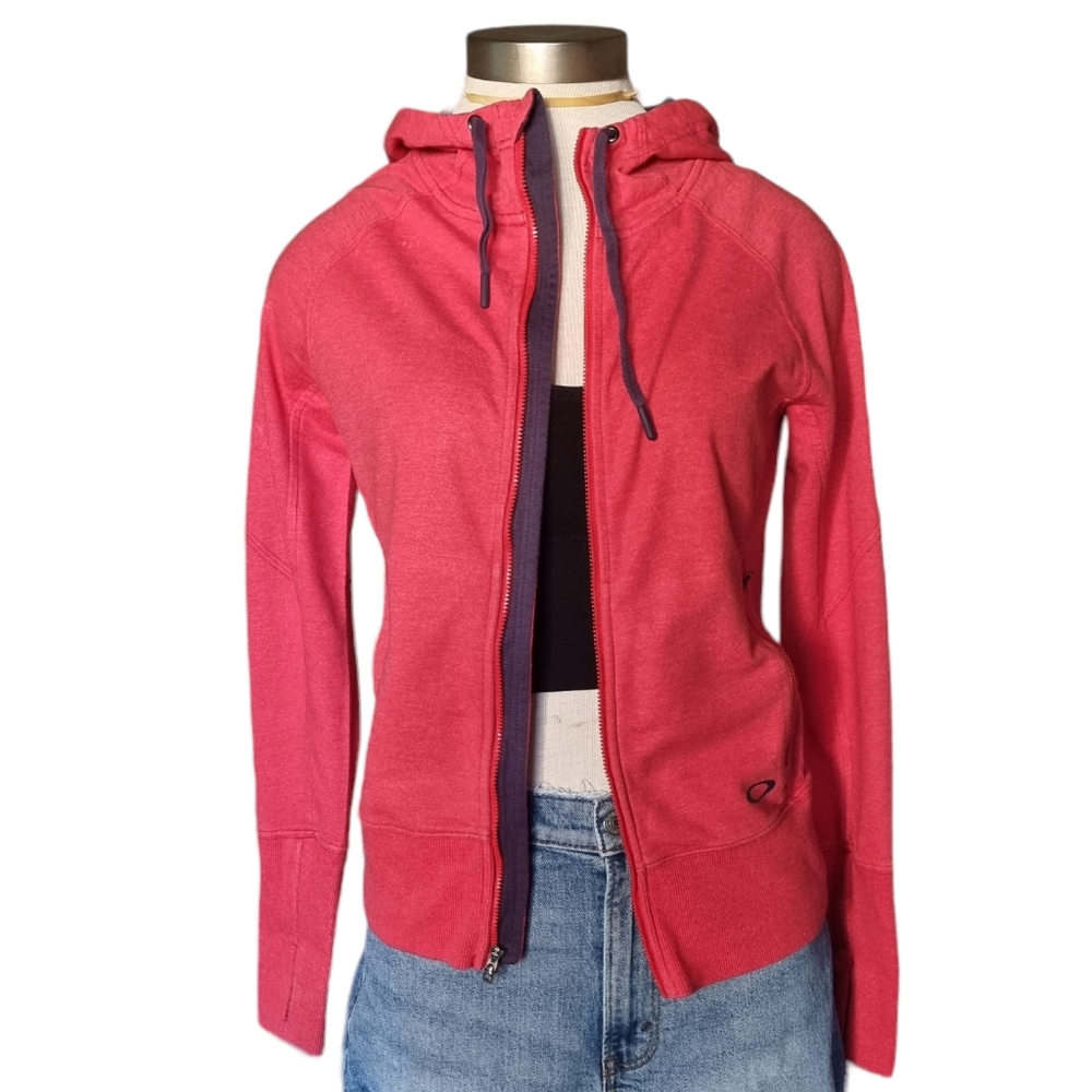 Oakley Women's red hoodie jacket with thumb hole size S